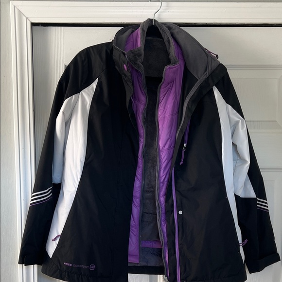 Free Country Jackets & Blazers - Two peace, Free Country Black and Purple, Ski Jacket.